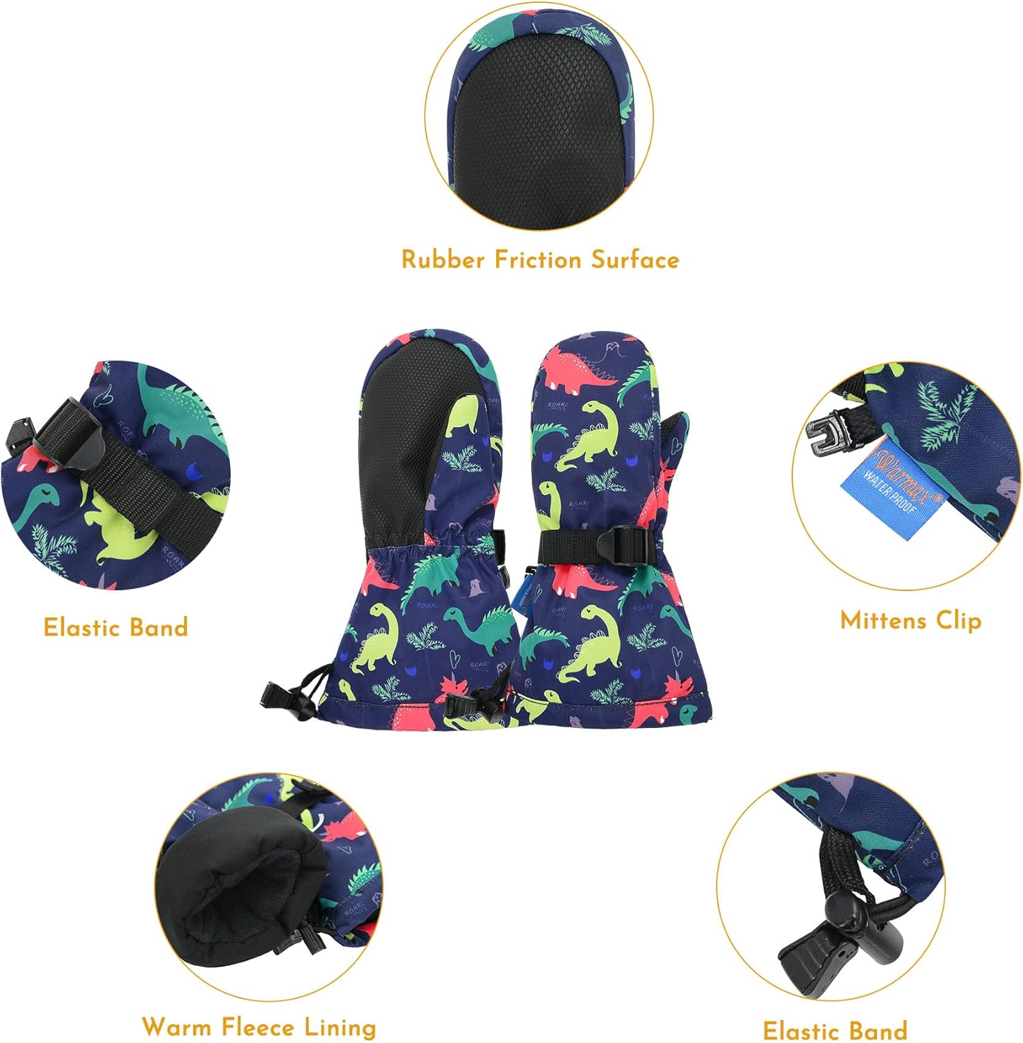 Zando Toddler Winter Mittens - Waterproof Ski Gloves for Kids, Warm Snow Mittens for Boys and Girls - Image 2