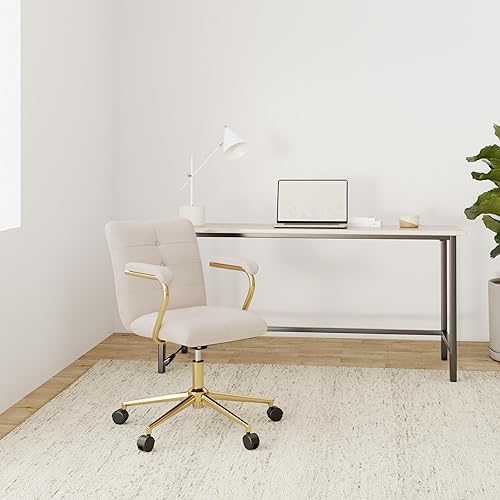 Miniatura 2 de Silla de escritorio de terciopelo para oficina en casa, silla giratoria ajustable tapizada con ruedas, silla de computadora copetuda con respaldo