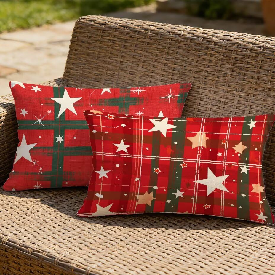 Housse de coussin de jardin imperméable et anti-UV 50x70 rouge pour mobilier extérieur résistant