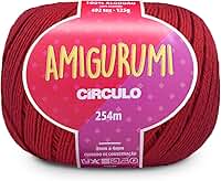 Linha Fio Amigurumi Círculo 125g 254m 100 Algodão Mercerizado Crochê Tricô Artesanato Colorido (3402 - VERMELHO-CÍRCULO)