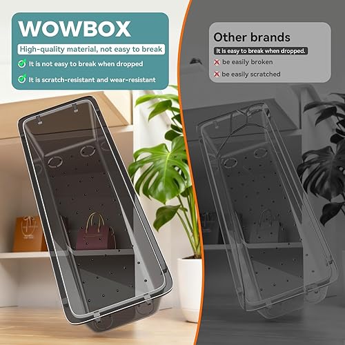 Miniatura 5 de WOWBOX Juego de 44 organizadores de cajones de plástico transparente, 4 contenedores de almacenamiento de varios tamaños y bandejas organizadoras de