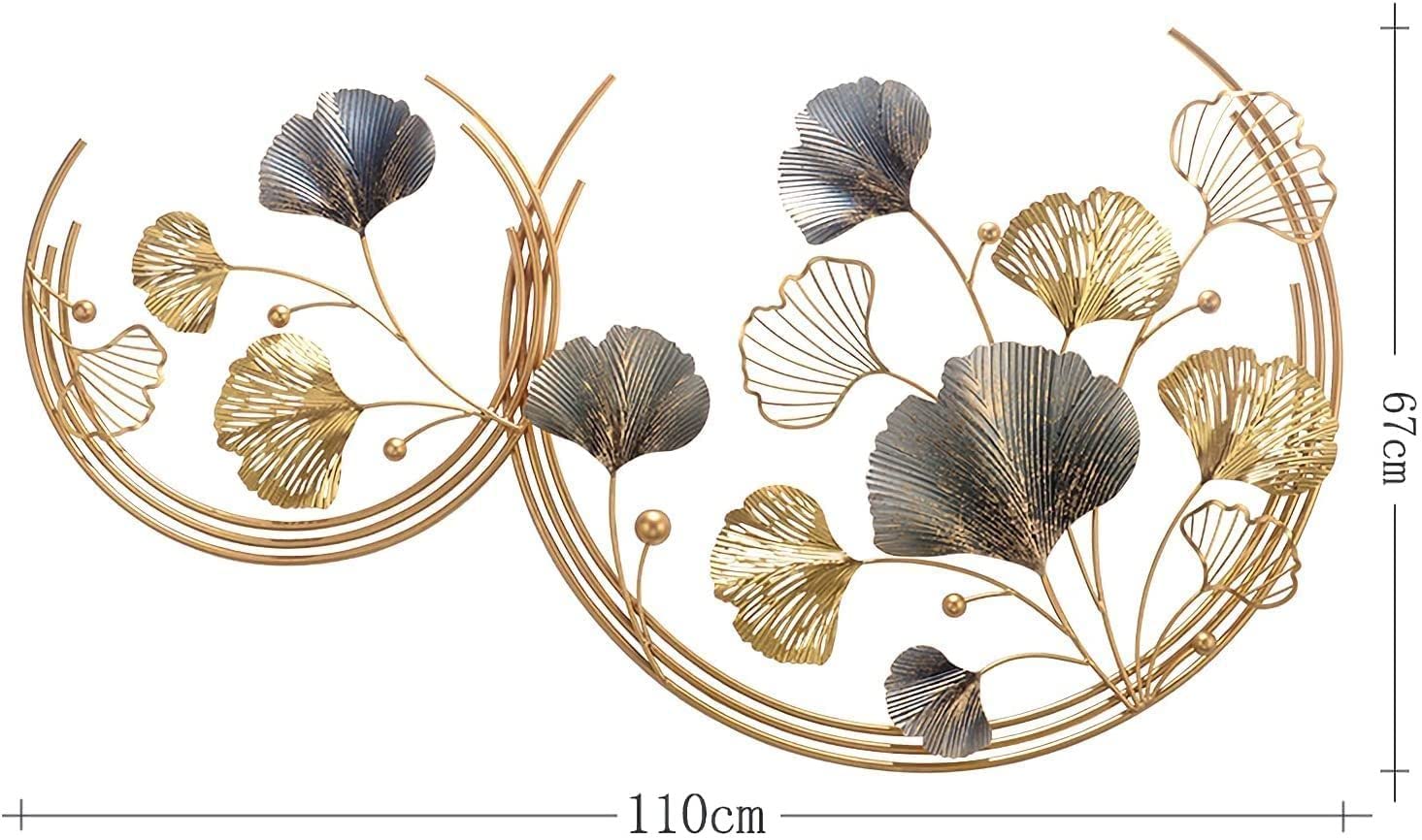Decorazioni per la parete della parete in metallo ginkgo 3d natura in metallo arte decorativa scultura montata a parete, regali di lusso per la decorazione della cucina camera da letto del soggiorno