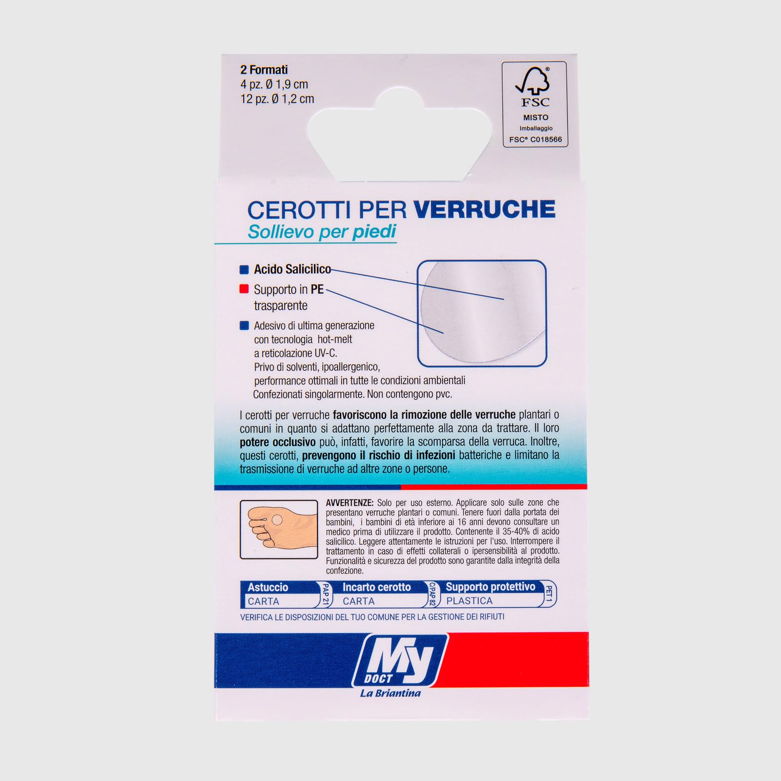 My Doct Cerotti per Verruche Impermeabili e Trasparenti, Doppia Misura ø 1.9 cm e ø 1.2 cm, 16 Pezzi