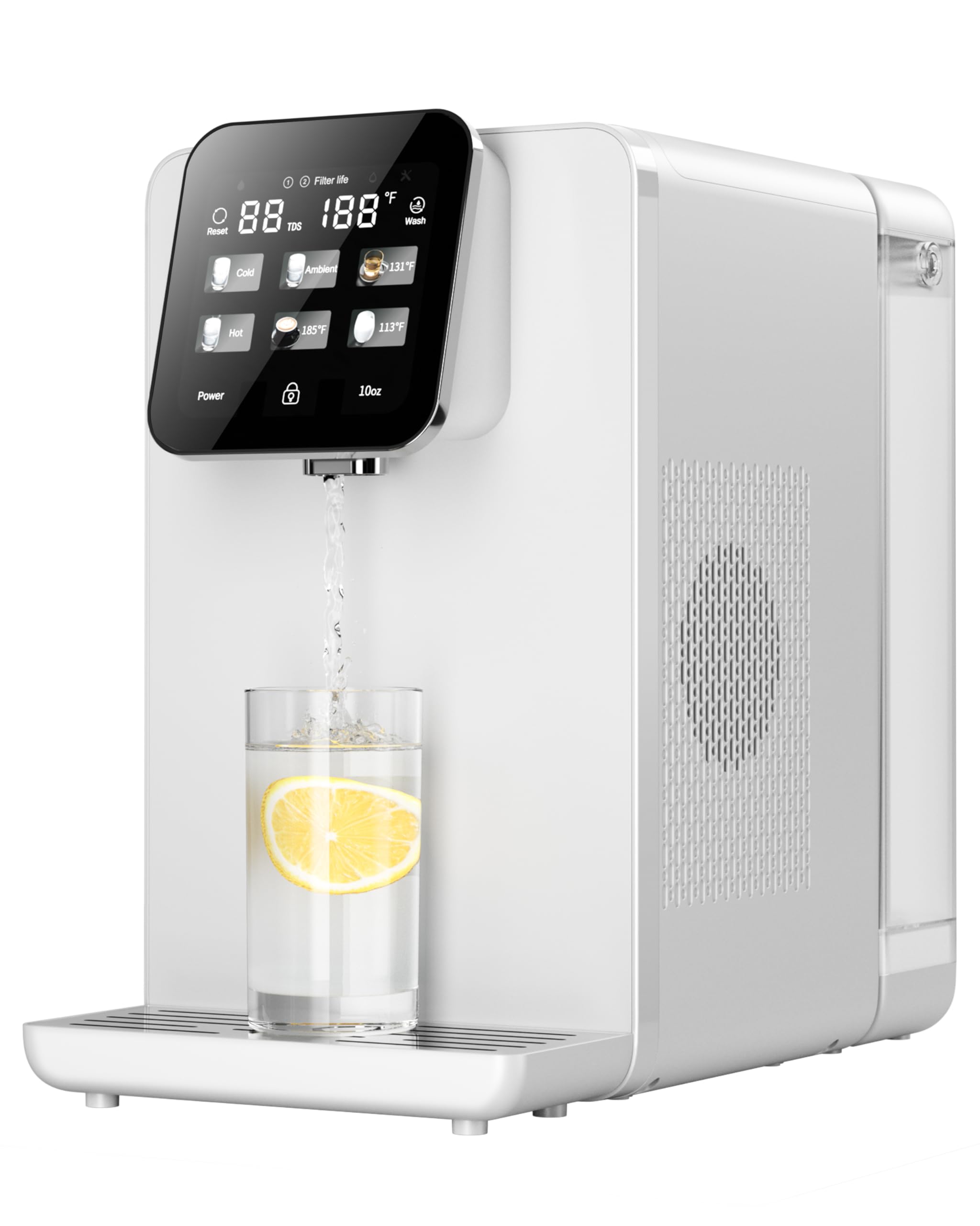 HBN Sistema di filtraggio dell'acqua a osmosi inversa da banco caldo e freddo, 6 opzioni di temperatura, doppio filtro PAC+ROC, controllo touch, per cucina domestica o uso ufficio