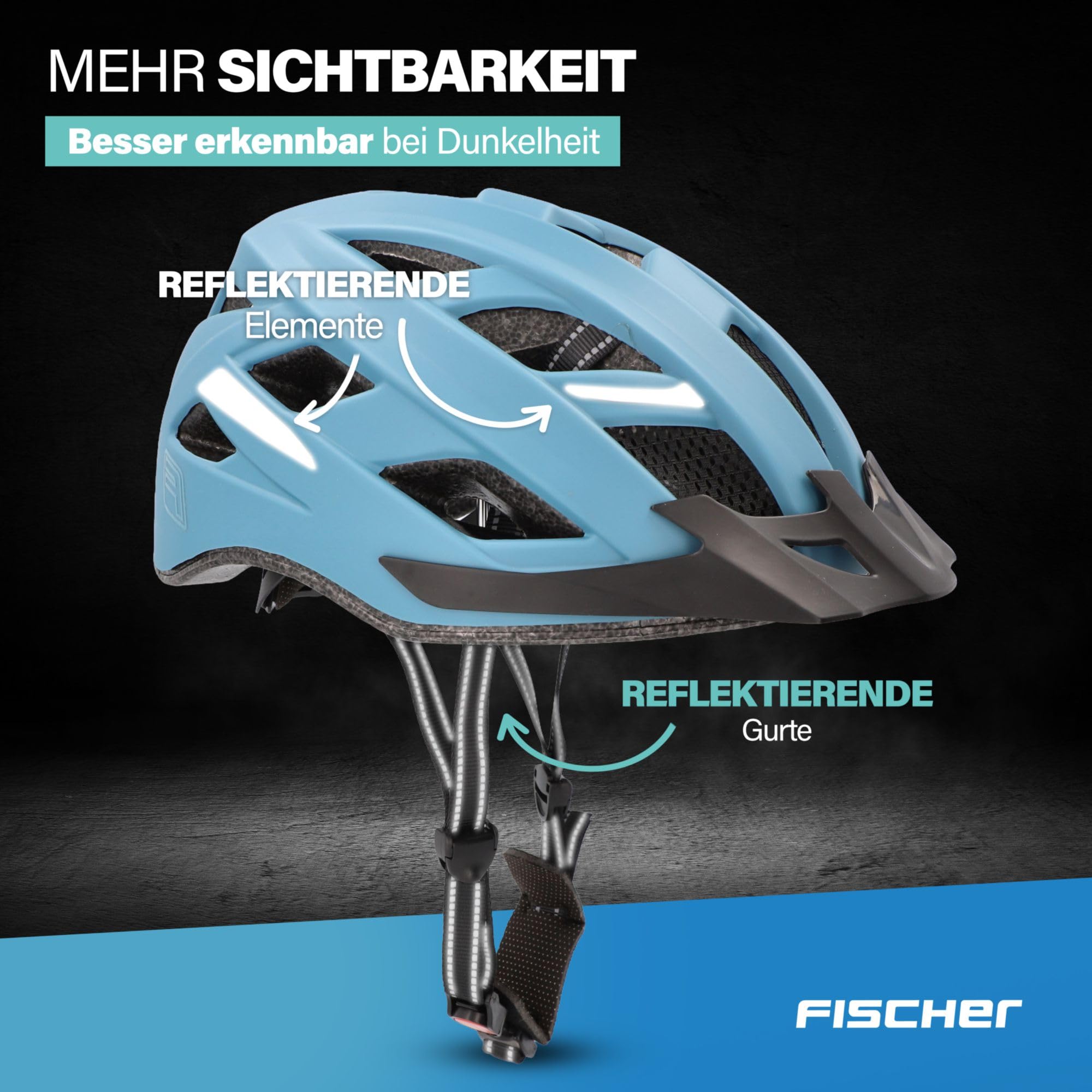 FISCHER Casco da bicicletta per adulti, Urban Plus Chicago, S/M, 52-59 cm, blu, con luce posteriore a LED integrata