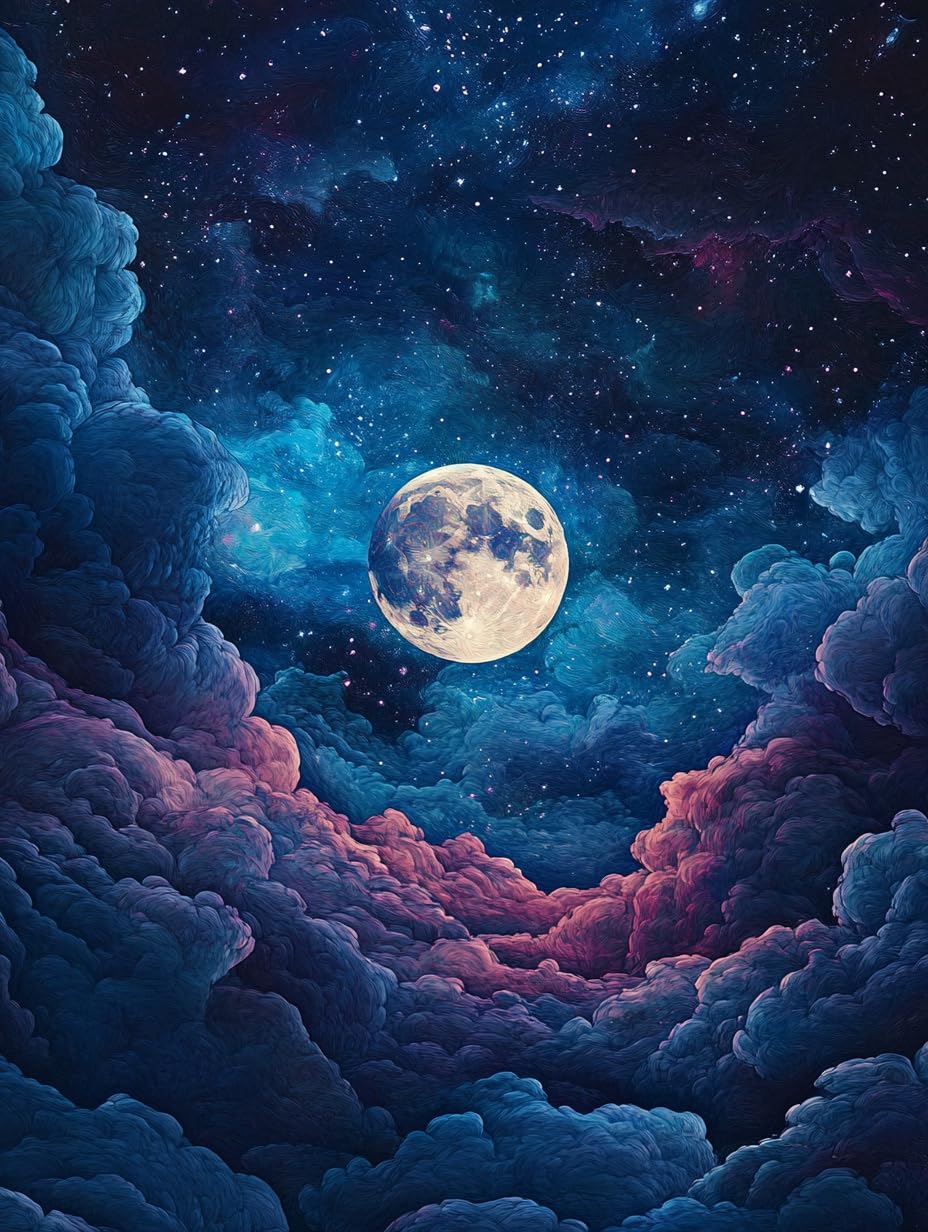 Vaiieyo Moon 5D Diy Diamond Art Kits Adults, Clouds Diamond Painting, Paint With Round Full Drill Crystal Rhinestone Diamonds Gem Art For Home Wall Decoration Gift 12X16inch-1