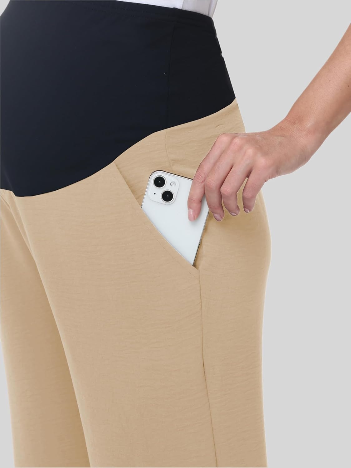 Women's Maternity Pants Wide Leg High Waist Casual Palazzo Beach Pants Comfy Pregnancy Trousers - Image 2