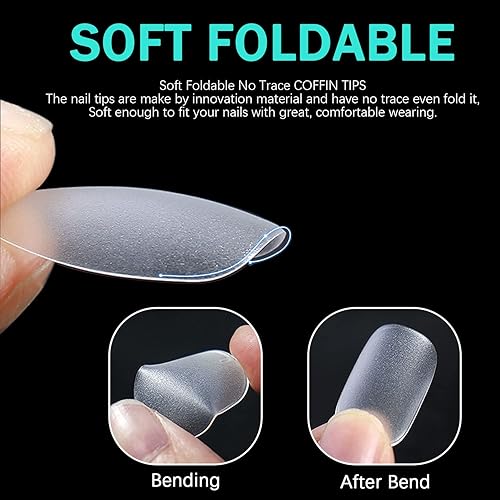 Miniatura 4 de 240 puntas de uñas ovaladas cuadradas medianas, 15 tamaños mejorados de gel suave esmerilado, puntas de uñas de gel suave esmerilado, puntas de uñas