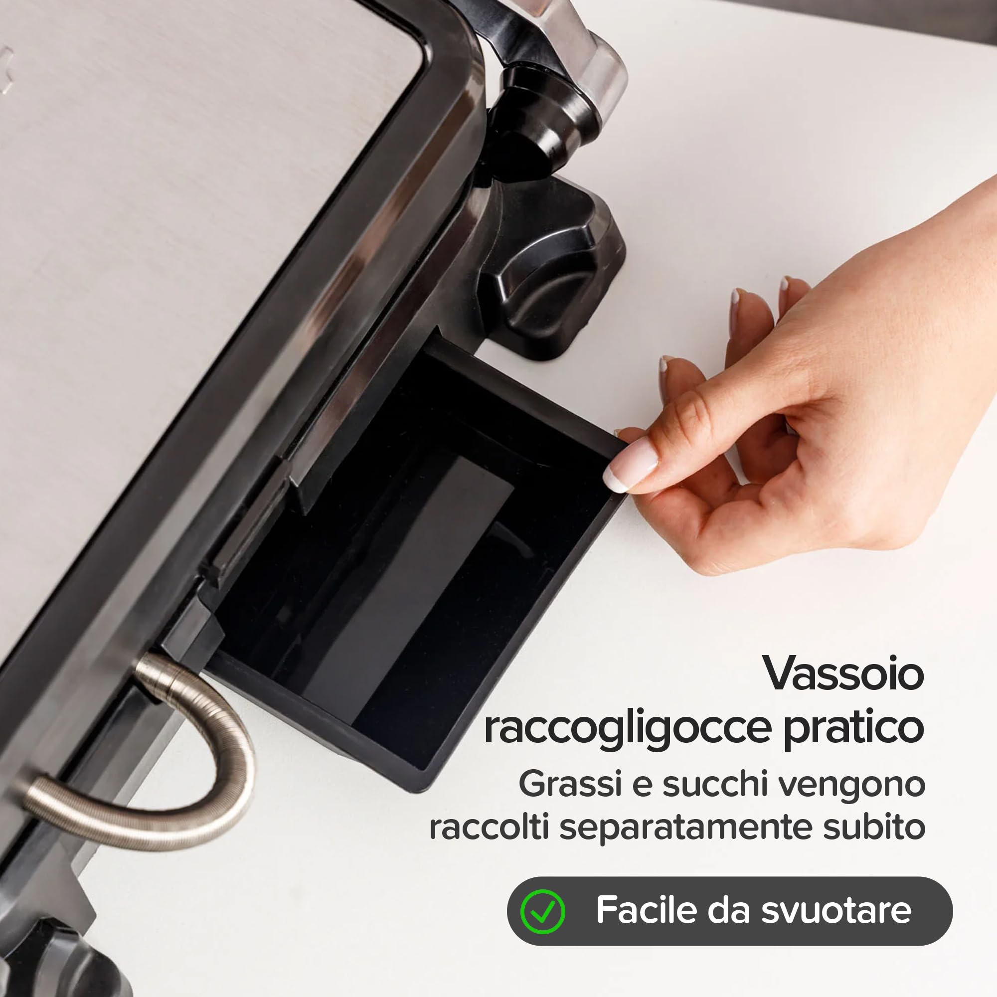 Olvy Piastra Grill con Touchscreen - Senza PFAS - 7 Programmi Automatici - Apertura 180° 1800W - Piastre Antiaderenti - Termostato & Timer - Piastra Panini & Tostiera in Acciaio Inox