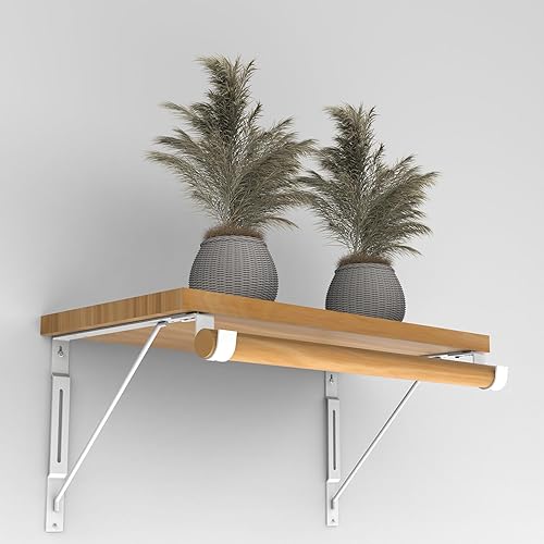 Miniatura 5 de Eau - Estante de armario con gancho ajustable y soportes para barra, 4 paquetes de soporte de barra de armario resistente blanco para almacenamiento