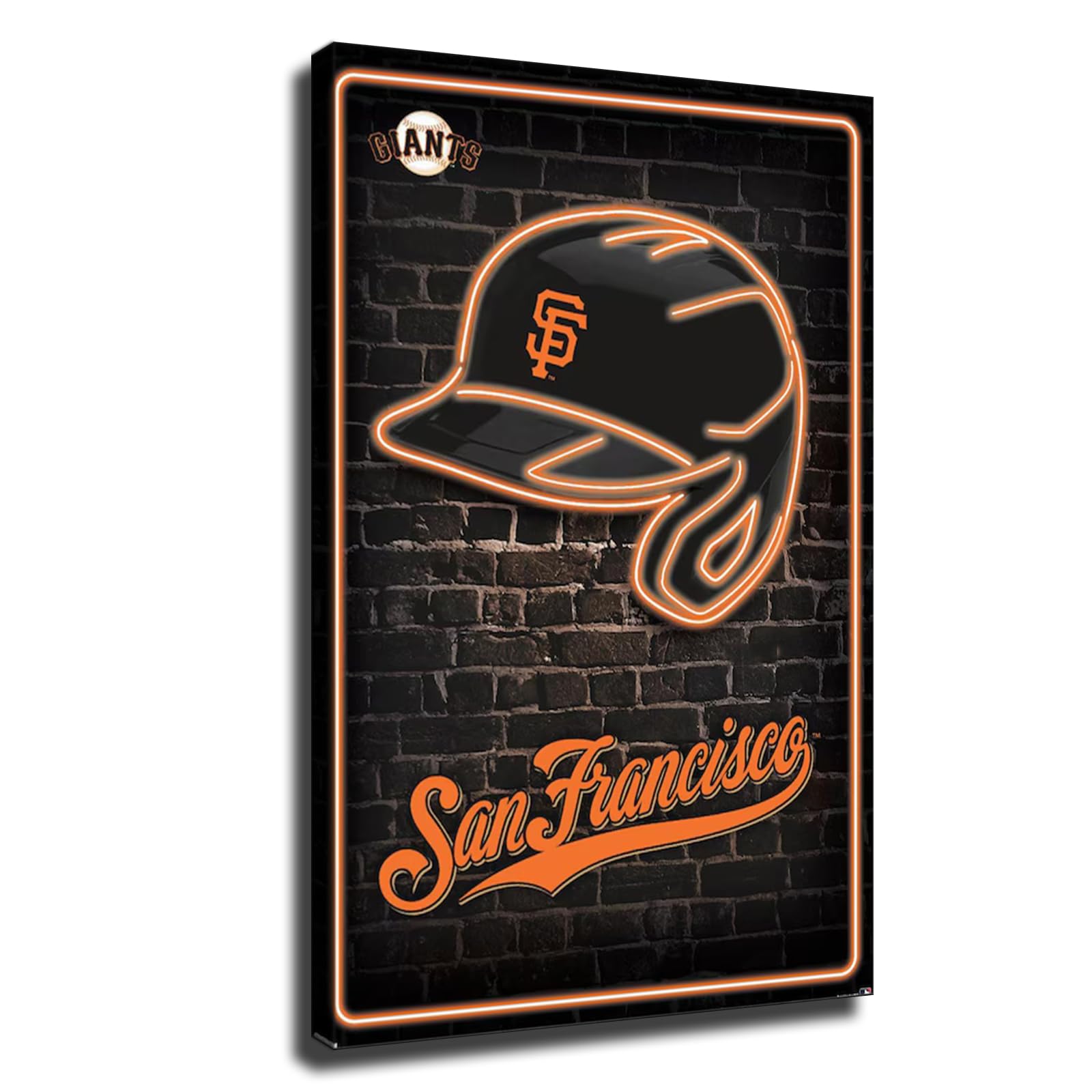 San Francisco City Giants Baseball Poster City Baseball Caps Neon Badge Canvas Mural Pattern Print Artwork Decorative Home Decor Painting (With Frame,