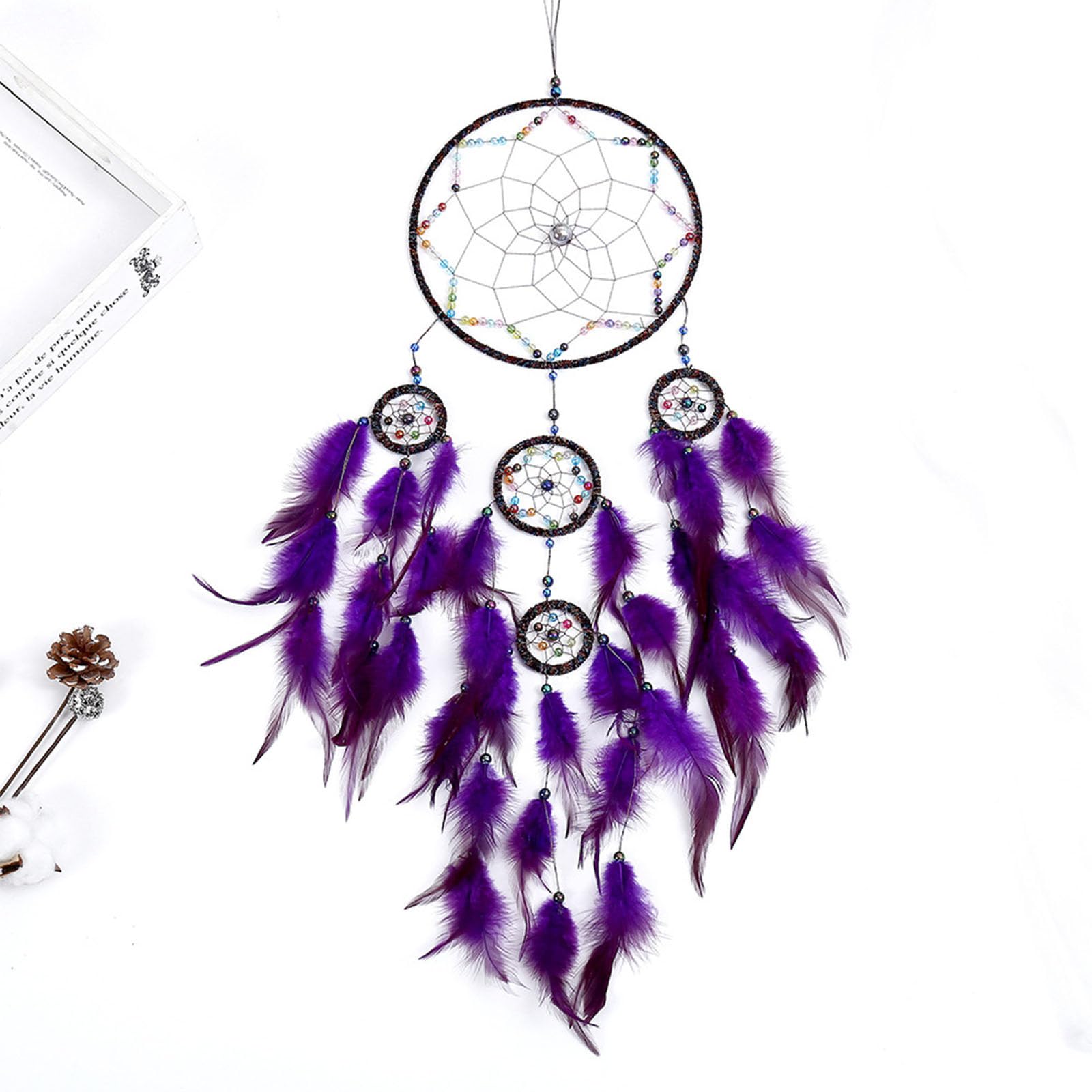 Atrapasueños morado de plumas NEDOES para coche y decoración hogar