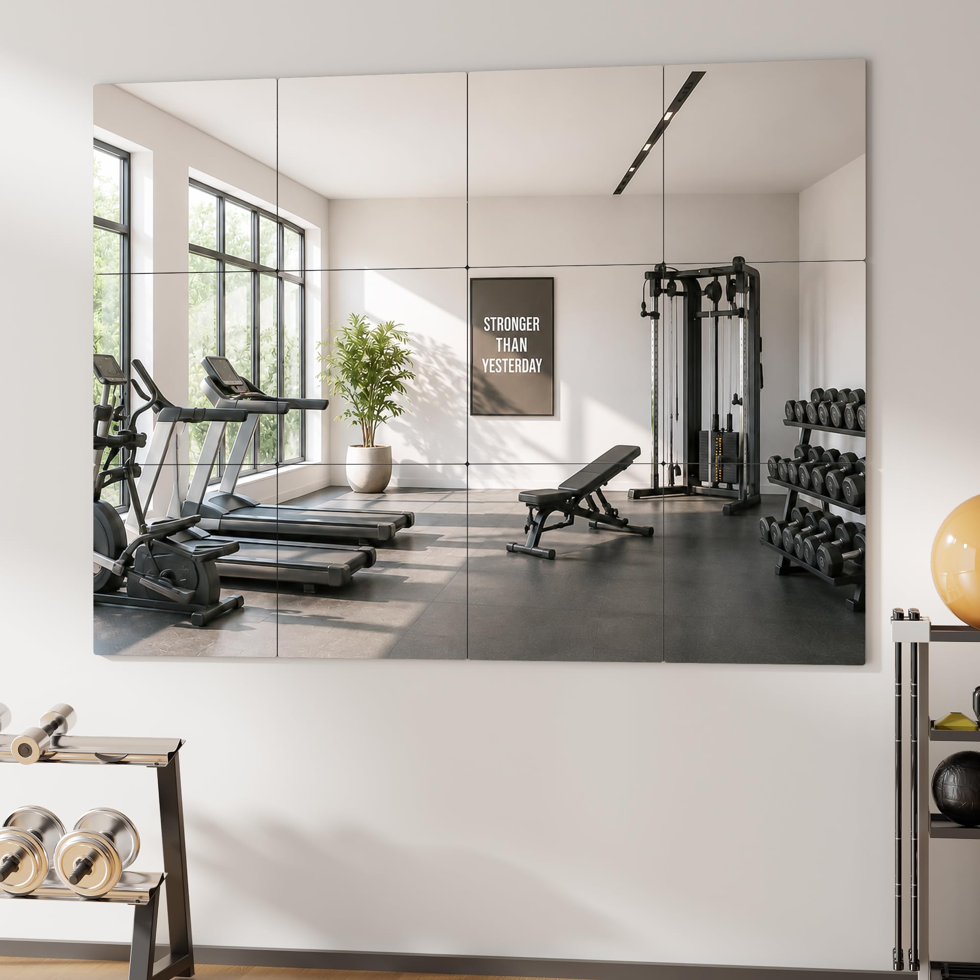 WINNICE 12-pack 12x12 tempered glass mirror tiles