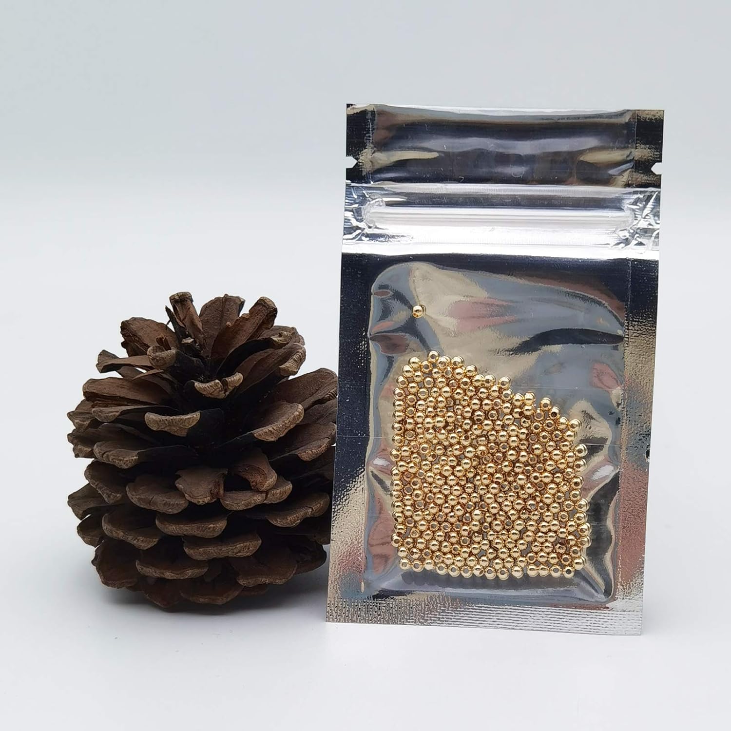 INSPIRELLE 300pcs Tiny 2.5mm Long-Lasting Pale Gold Plated Brass Rondelle Beads Round Metal Loose Connector Beads Metal Spacer Smooth Beads for DIY Bracelet Jewelry Making Pale Gold 2.5mm