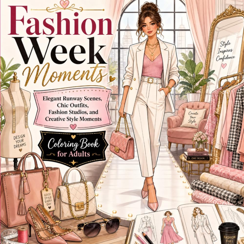 Fashion Week Moments: A Stylish Cozy Coloring Book for Adults: 30 Elegant Fashion Coloring Pages Featuring Chic Outfits, Runway Shows, Fashion ... Creative Style Moments to Relax and Unwind