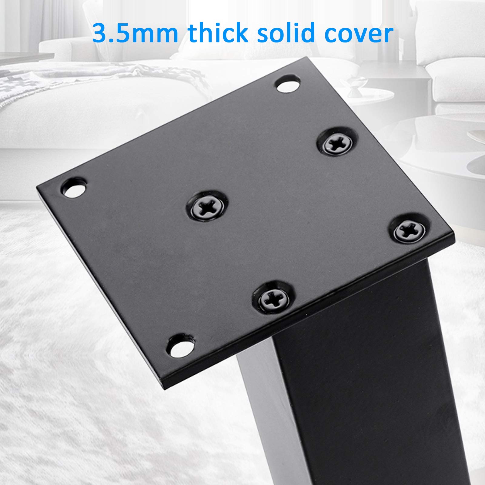 Regulowane nogi meblowe ze stopu aluminium do kwadratowej sofy stolika kawowego szafki łazienkowej 0 15 mm wysokość matowy czarny zestaw 4 (5 cm / 2in/2 cale) ze śrubami