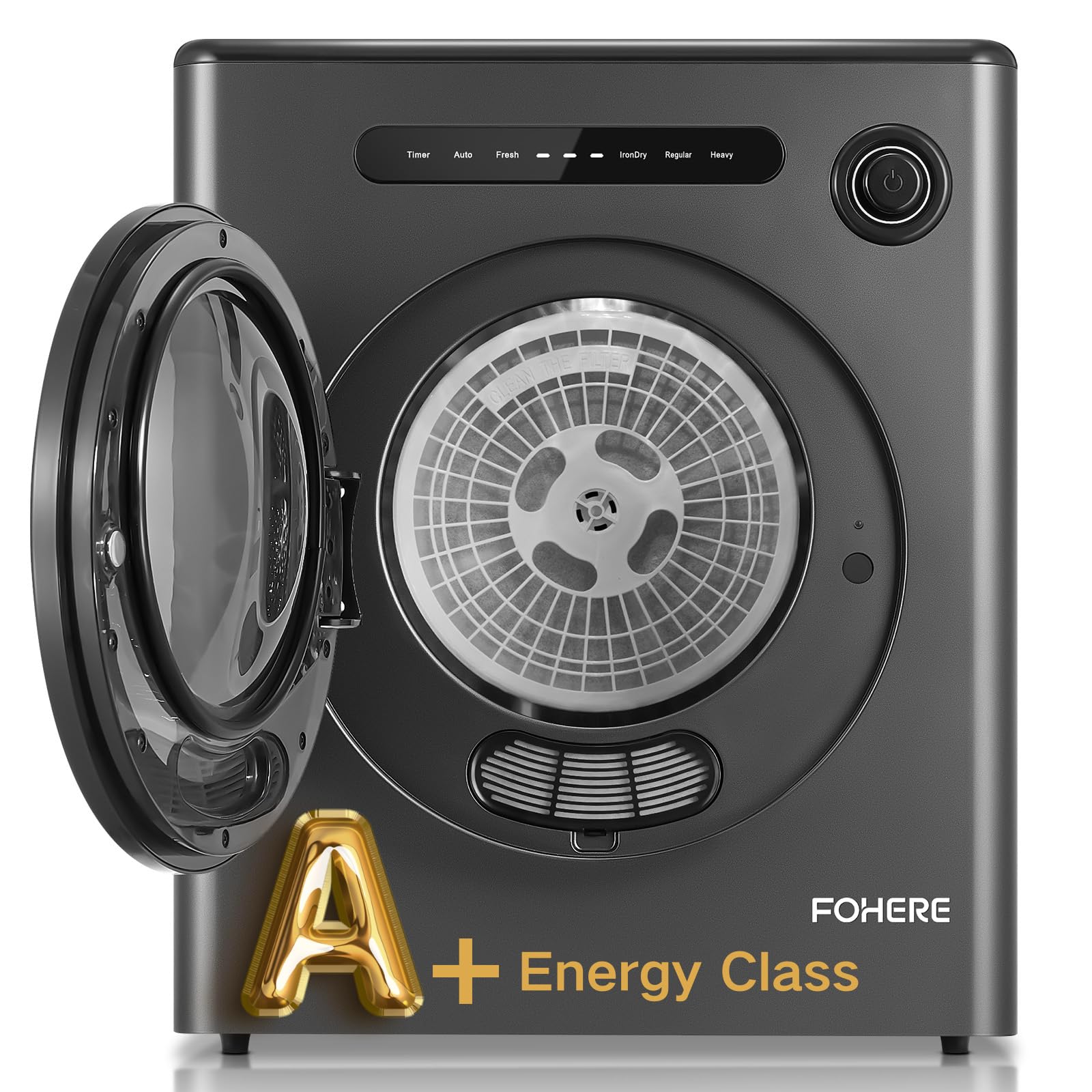 4KG Vented Tumble Dryer, 1200W Smart Dryer, 5 Drying Modes and Smart Automatic Drying, with Temperature and Humidity Sensor, Overheat Protection for Apartment, RVs, Black