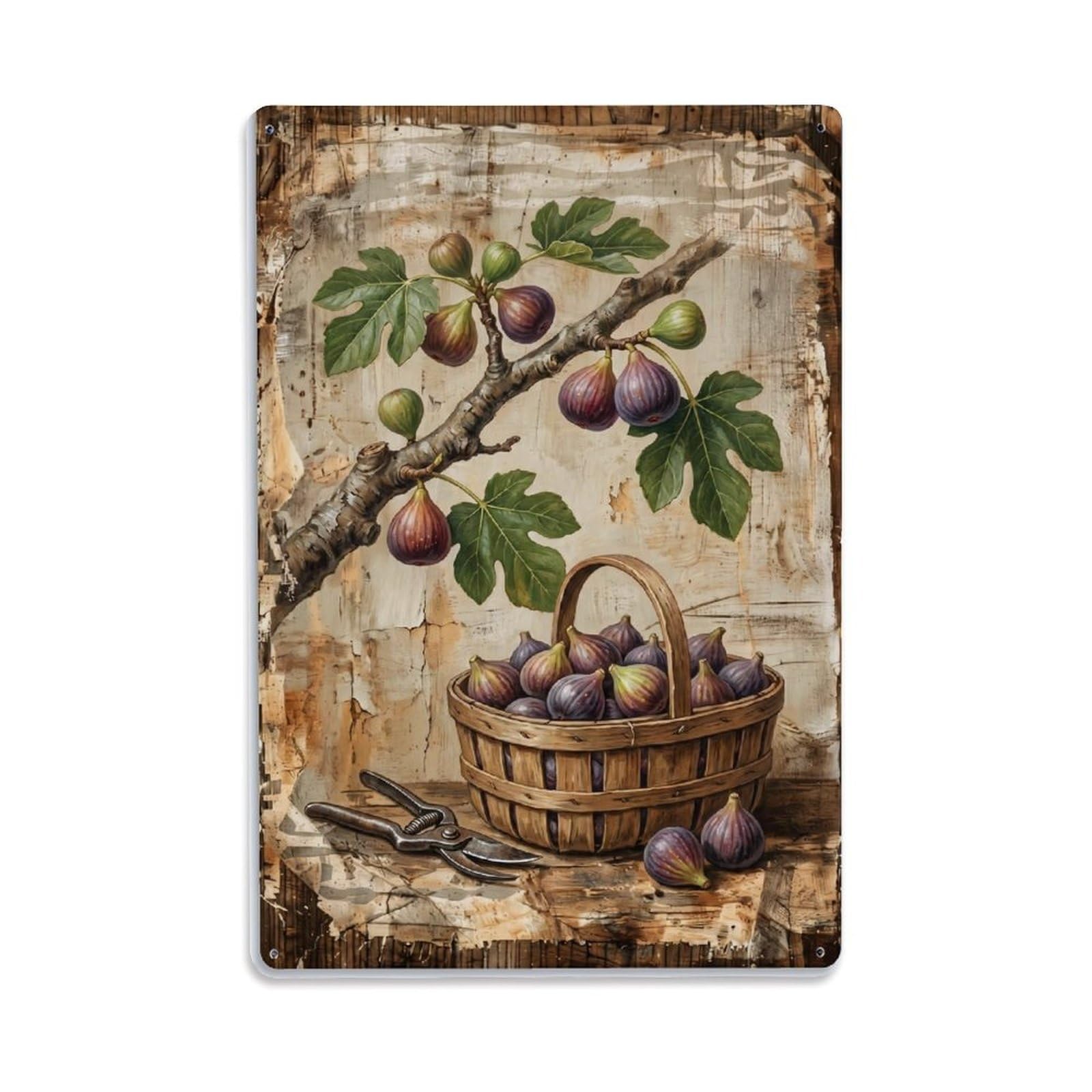 Fig Orchard Harvest Fresh Fruit Countryside Tree Vintage Metal Tin Sign Plaque Wall Decor for Cafe, Club, Garden Metal Poster 8x12Inch