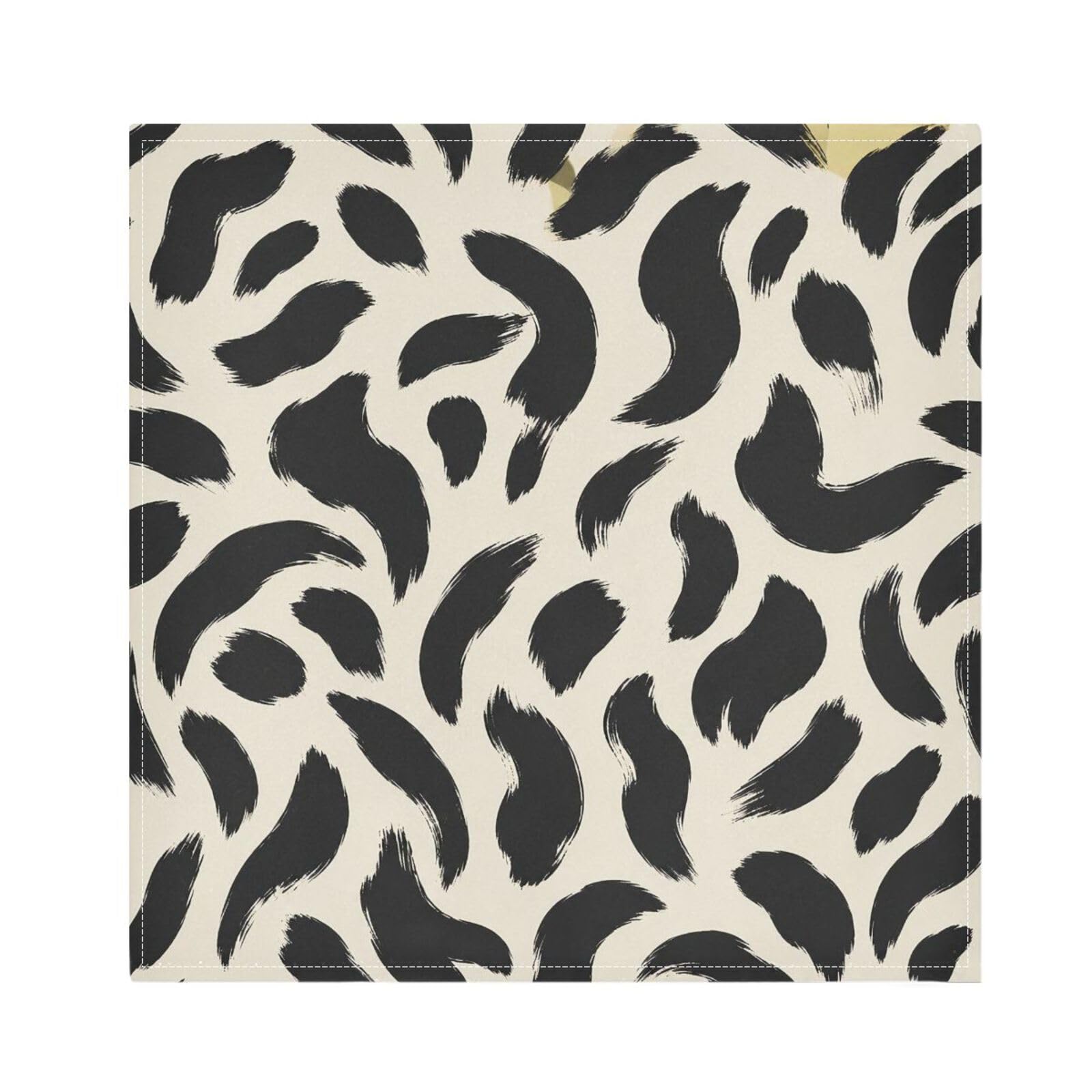 Ttgoth Leopard Brush Cloth Napkin Set of 6 Washable & Reusable Dinner Napkins for Dining Table, Banquets, Wedding, Party, 50x50 cm