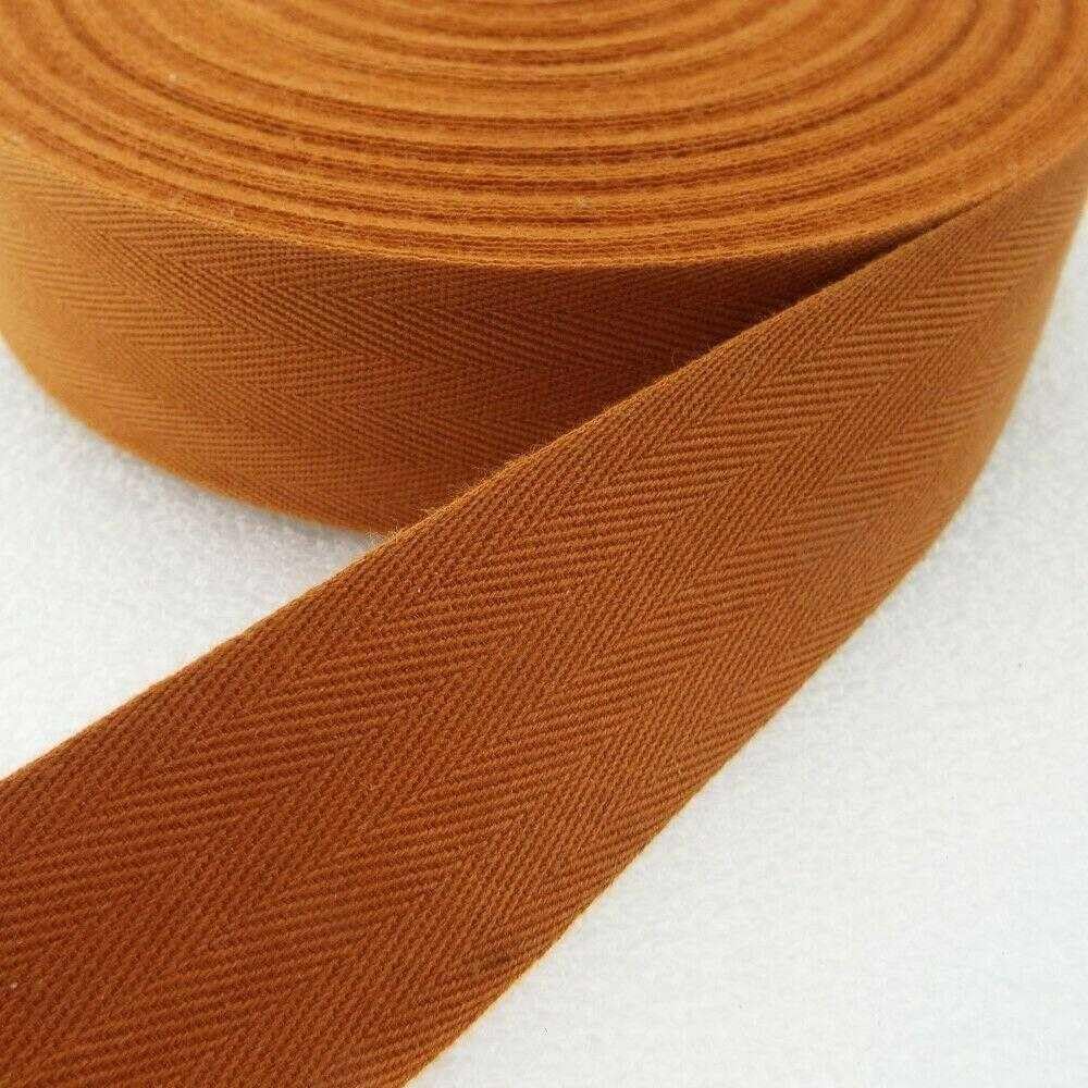 30mm Cotton Herringbone Tape 304D, 046 Light Brown, 1 Metre
