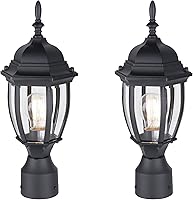 Vista 15 de LIT-PaTH Farol de poste de iluminación para exteriores, base mediana E26 máx. 60 W, carcasa de aluminio más vidrio, acabado blanco mate, paquete de 1