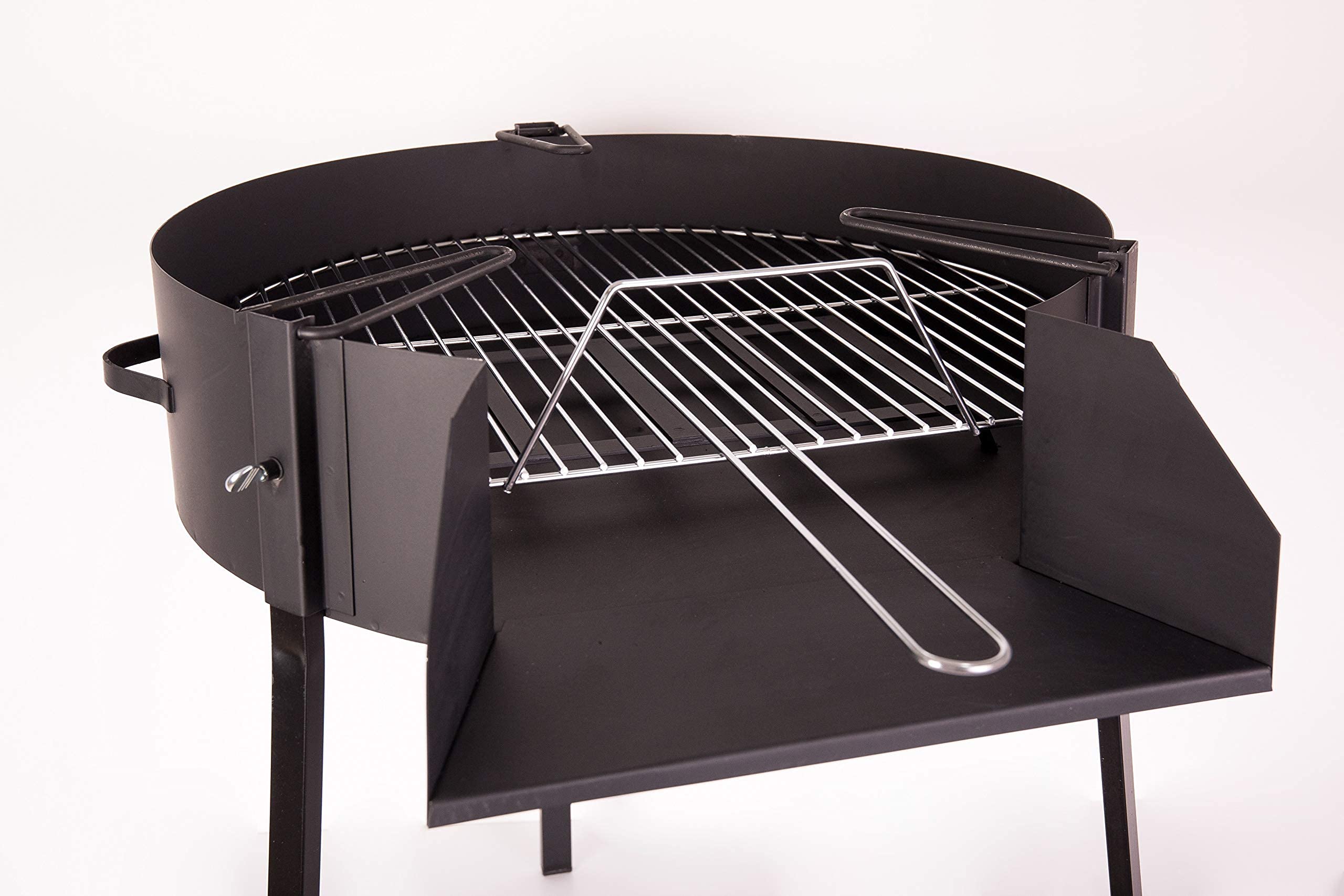 LepantoGarden Barbacoa grande portátil carbón redonda 60 cnt de Chapa para Carbon, barbacoa con patas desmontables y parilla.