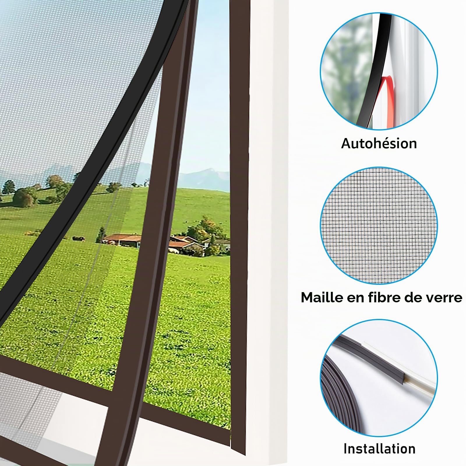 Moustiquaire magnétique pour fenêtre Diy, 130 x 120 cm, découpable jusqu'à la longueur, moustiquaire pour fenêtre, cadre magnétique, cadre magnétique pour fenêtre