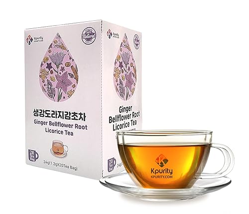 Té orgánico de regaliz de raíz de campanilla de jengibre, 0.04 oz x 20 bolsitas de té, ingredientes naturales, apoyo a base de hierbas, digestión