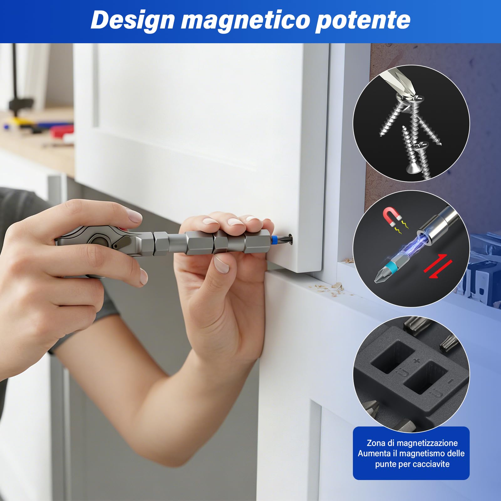 Set di Cacciaviti Magnetici 42 in 1, Cacciaviti Multi-bit con Impugnatura a Cricchetto Rimovibile, Set di Cacciaviti con 40 punte Colori Codificati, Utensili Precisione per Riparazioni