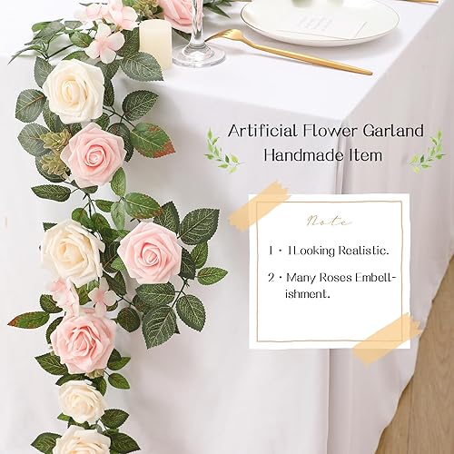 Miniatura 6 de Senseya Corredor de rosas artificiales, guirnalda de flores rústicas, arreglos florales, para ceremonia de boda, telón de fondo, arco, flores,