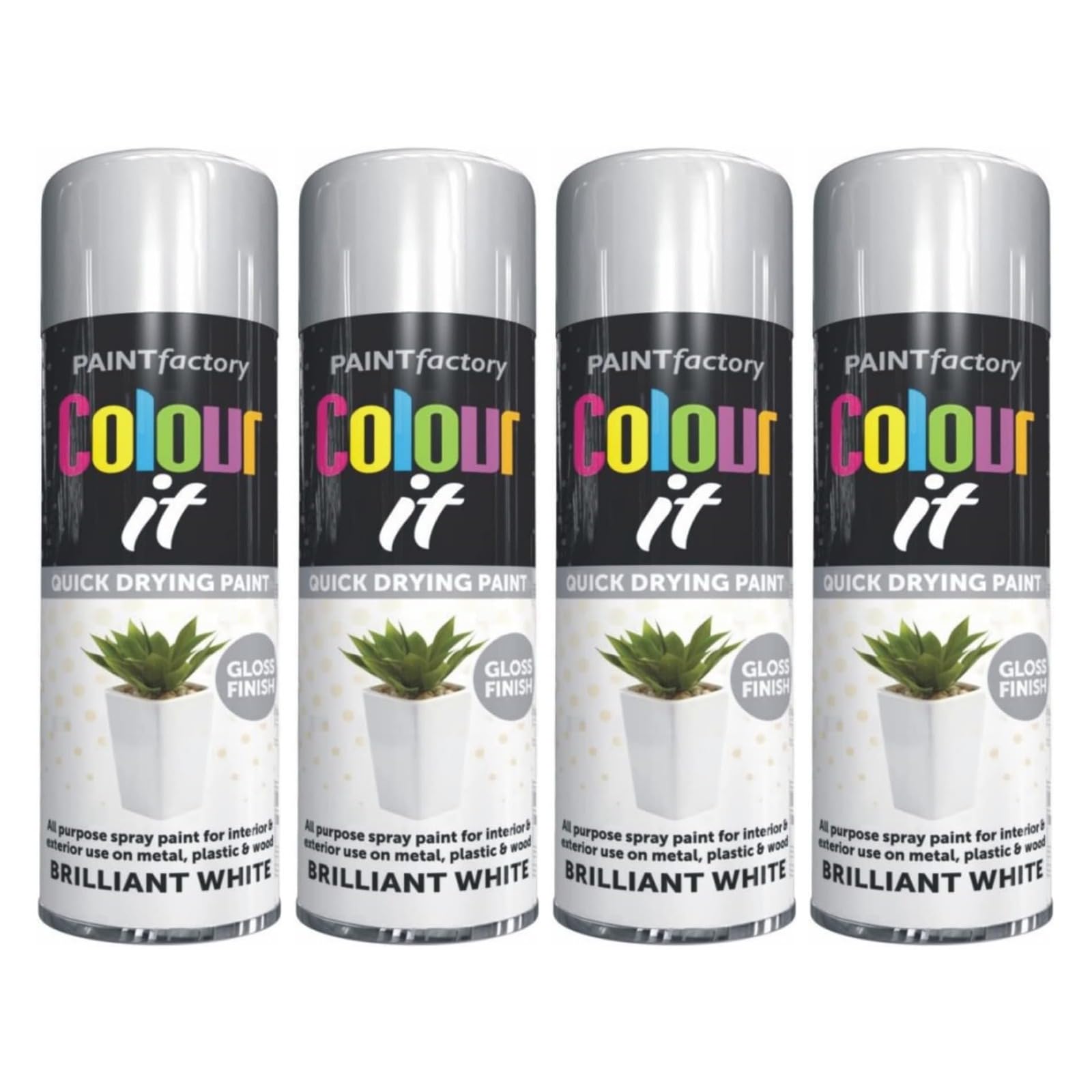 PEBBLE HUG White Gloss Spray Paint, Quick-Drying Formula, DIY Projects, Crafts, Home Décor, Ensuring Long-Lasting Protection, Interior And Exterior Use, 250ml, (4 Pcs)
