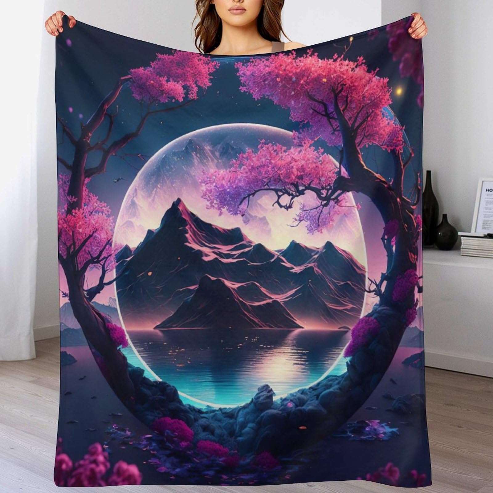 Couverture en flanelle cerisier japonais pour des soirées cocooning