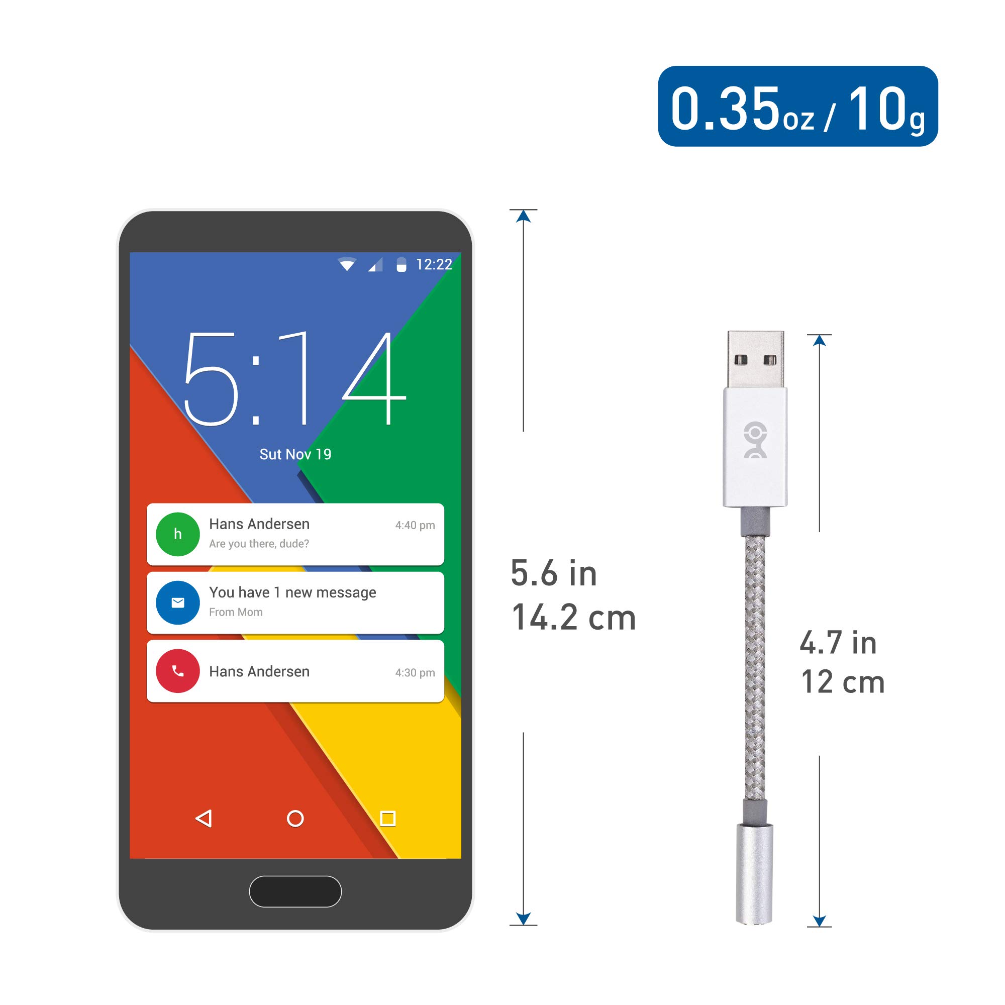 Cable Matters Braided USB To 3.5mm Audio Adapter - DAC For Headphones & Mic On Windows, Mac, Laptops (No Sound Card Needed)-646954