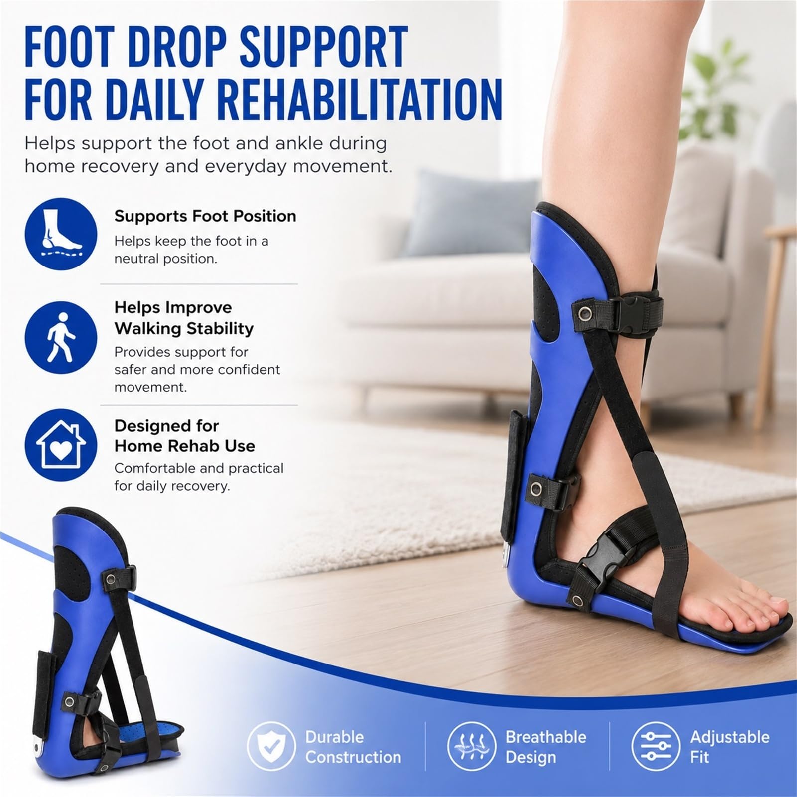 Férula Nocturna Fascitis Plantar y Pie Caído Soporte Ajustable con Forro Transpirable Acolchado Alivio del Dolor de Talón Bota de Noche para Pie Izquierdo o Derecho(S)