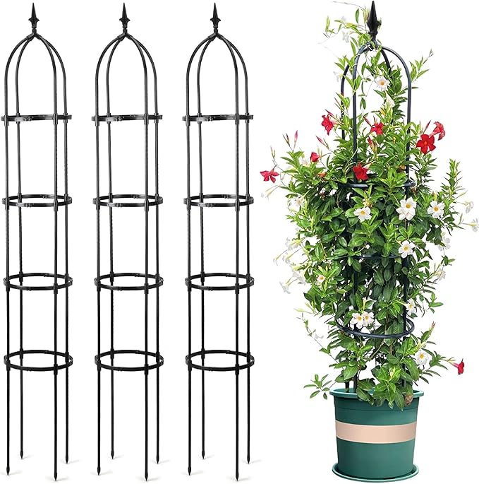 4 Pack 6 ft Garden Obelisk Trellis for Climbing Plants