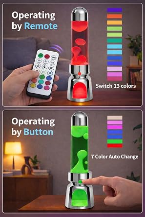 Liquid Motion Lamp Lighthouse Style 13 LED Night Light for Adults Kids with Remote 13 RGB Color Changing Decorative Mood Light for Bedroom, Aesthetic Home Decoration, Table Lamp, White Wax