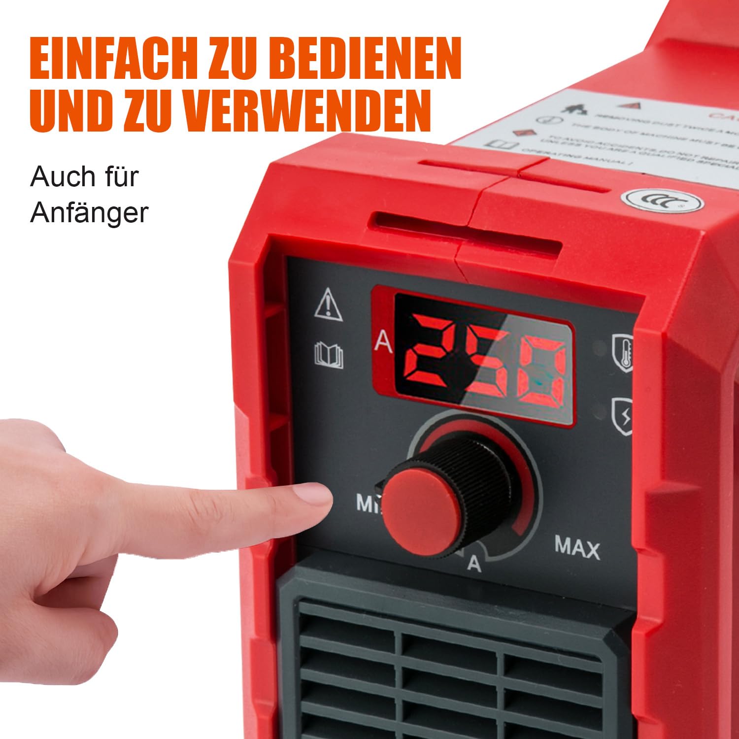 VOBOR Mini Elektroden Schweißgerät, Tragbar DC Inverter mit IGBT Technologie, LED Digital Display & Überhitzungsschutz, Fülldraht Schweißgerät, MMA-250