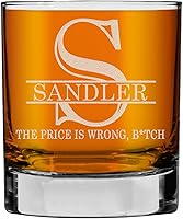 Vista 53 de Monograma grabado de cristal de whisky Rocks de 11 onzas (letra J), regalos de bourbon personalizados de la A-Z para hombres, día del padre, vidrio