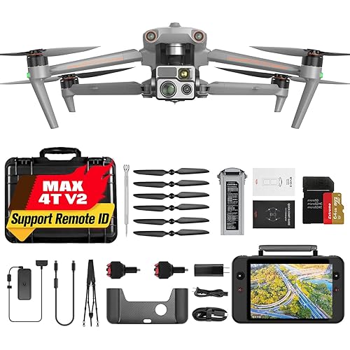 Autel Robotics EVO MAX 4T V2, Visiable/ Zoom/ Thermal/ L-aser 4 Cameras in One, 48MP&1/2" CMOS 8K Camera, 1-160x Super Zoom, 640×512 Thermal Resolution, 16.4–3737 ft L-aser Range, ABX41-D Intelligent Battery In-place Detection, A-Mesh 1.0, 720° No Blind Spot, 42 Min, SkyLink 3.0 for 20KM Transmission