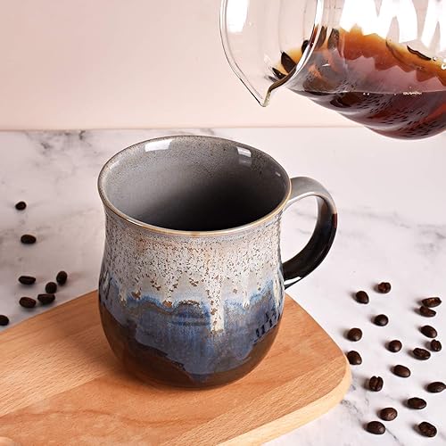 Miniatura 5 de Bosmarlin Taza de café grande de cerámica, taza de té grande para oficina y hogar, 21 onzas, apta para lavavajillas y microondas, 1 unidad