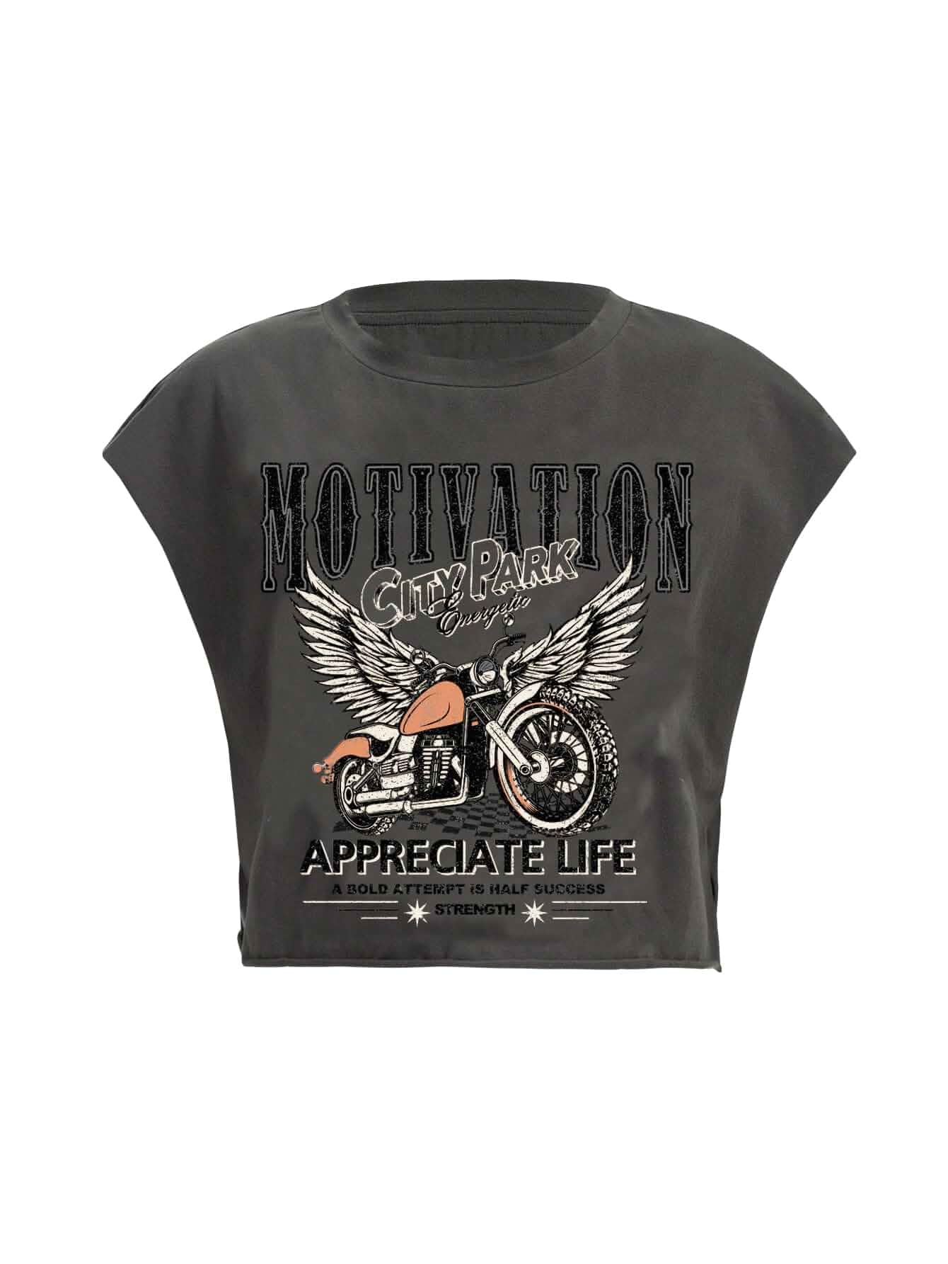 SOLY HUX Women's Y2k Vintage Graphic Short Sleeve Crew Neck Crop Top Summer Tops, Casual Tee, Going Out, T Shirts, Motorcycle Print, Crop Top for Women