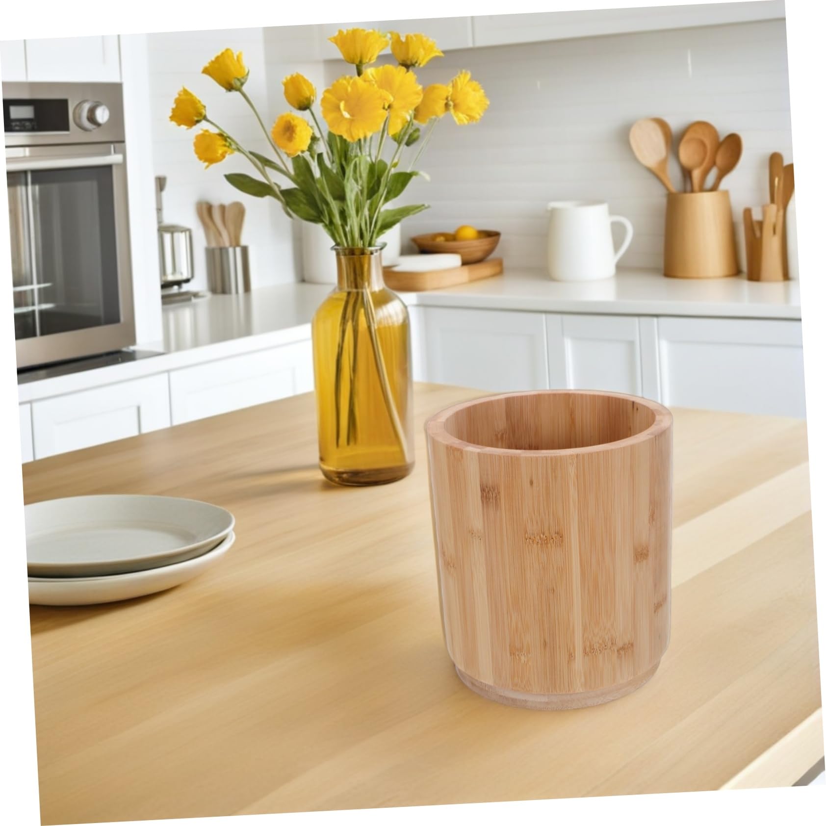 ULTECHNOVO Porte-ustensiles Organisateur Rotatif pour Ustensiles de Cuisine Style Campagnard