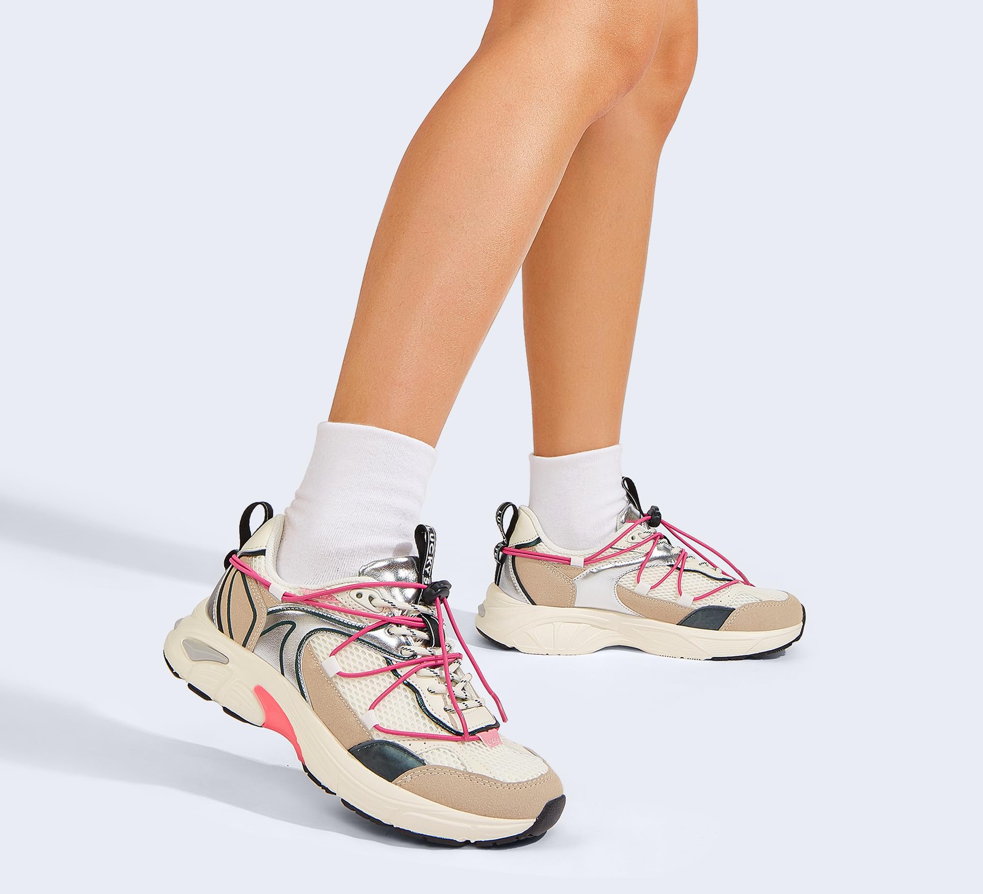 LUCKY STEP Zapatillas Deportivas Mujer con Plataforma, de Malla y Cordón Ajustable para Running, Gimnasio, Trabajo y Estilo de Vida Casual y Deportivo