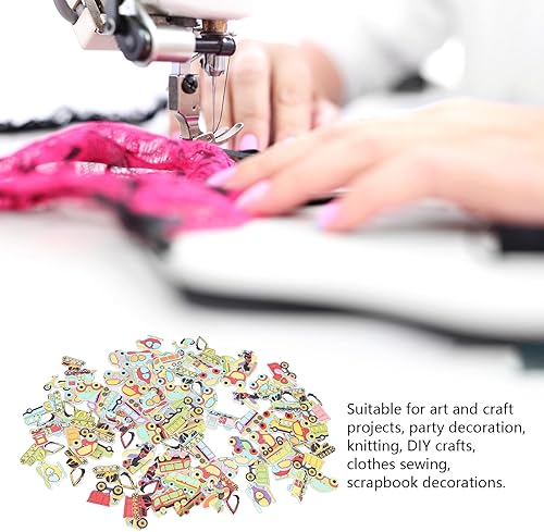 Miniatura 5 de Botones de madera, botones para manualidades, 100 piezas de dibujos animados lindos para coser (estilos clásicos de automóvil, 100 unidades)