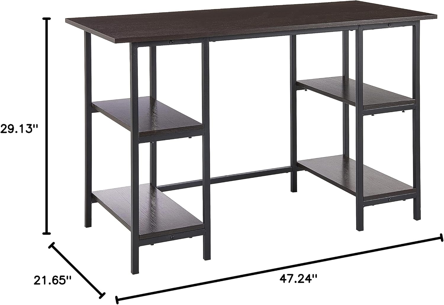 Camden Computer Desk with 4 Shelves, Espresso