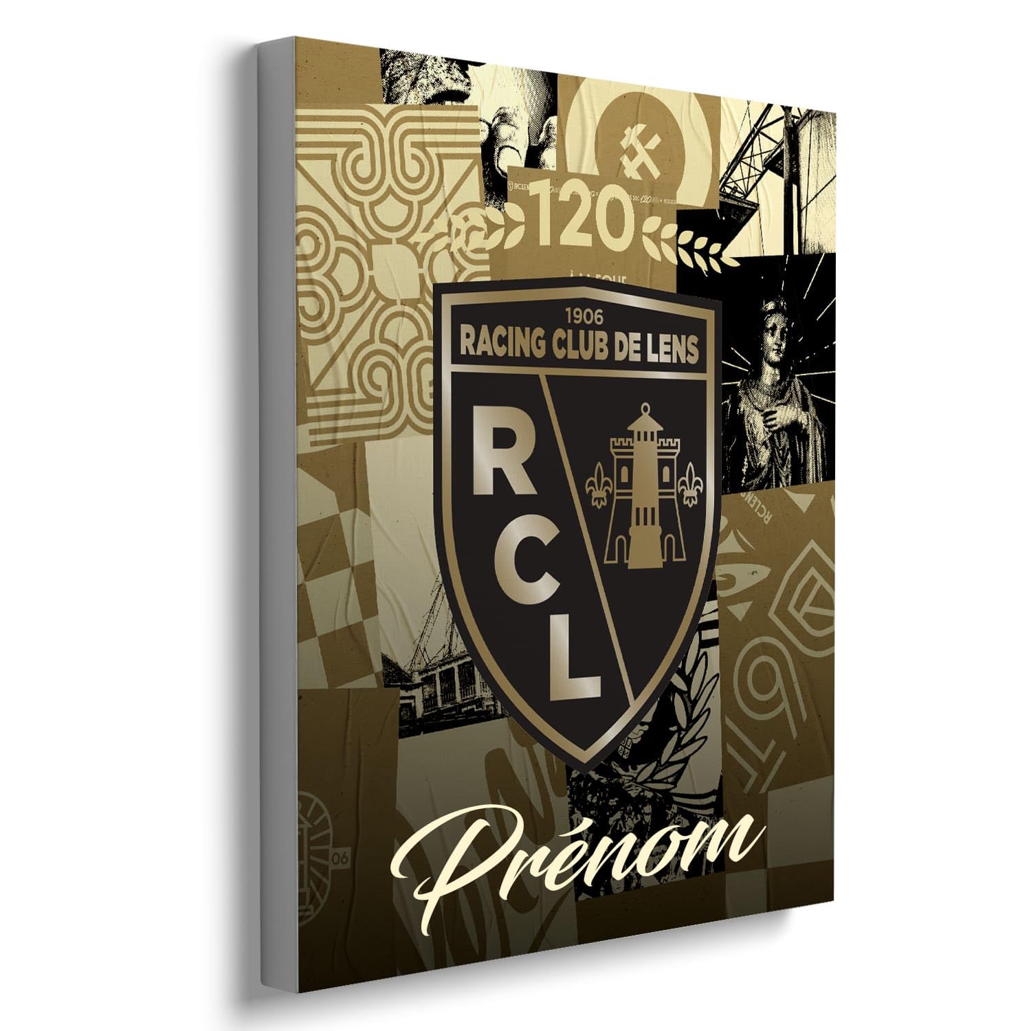 Toile personnalisable Racing Club de Lens – Édition 120 Ans | Produit Sous Licence Officielle | Format 50x40 cm | Fabriqué en France | Décoration Supporters – Personnalisation Prénom (Third)