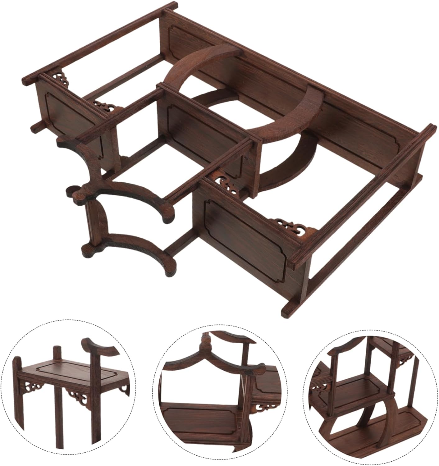 SUPVOX Wooden Plant Stand and Display Shelf Multi-functional Antique Shelf for Indoor Plants Elegant Tea Table for Living Room and Office Decor Solid Wood Construction