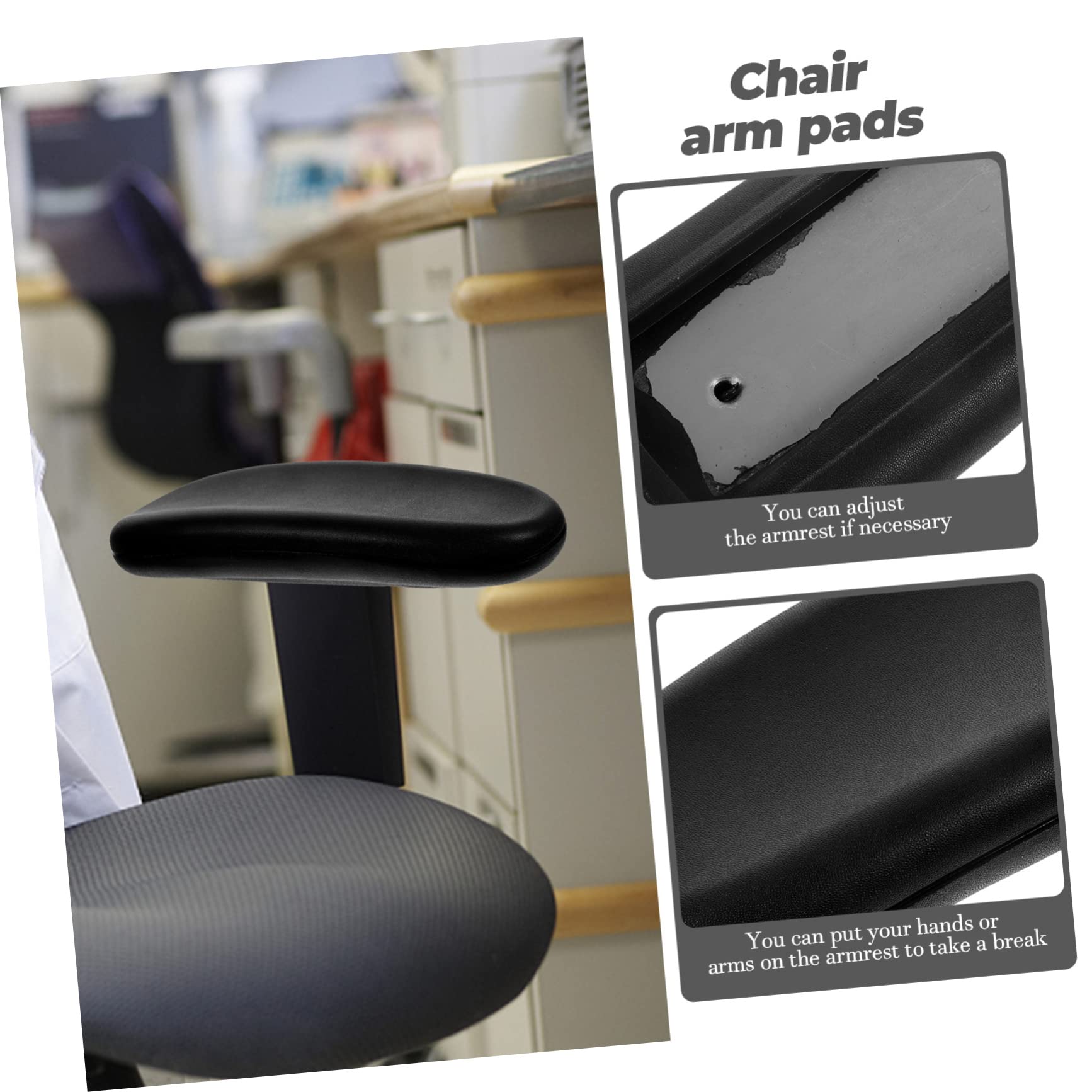 PLAFOPE Cuscini per Braccioli in Pu Nero per Sedie da Ufficio da Gaming Comfort e Antiscivolo per Adulti e Persone Infortunate