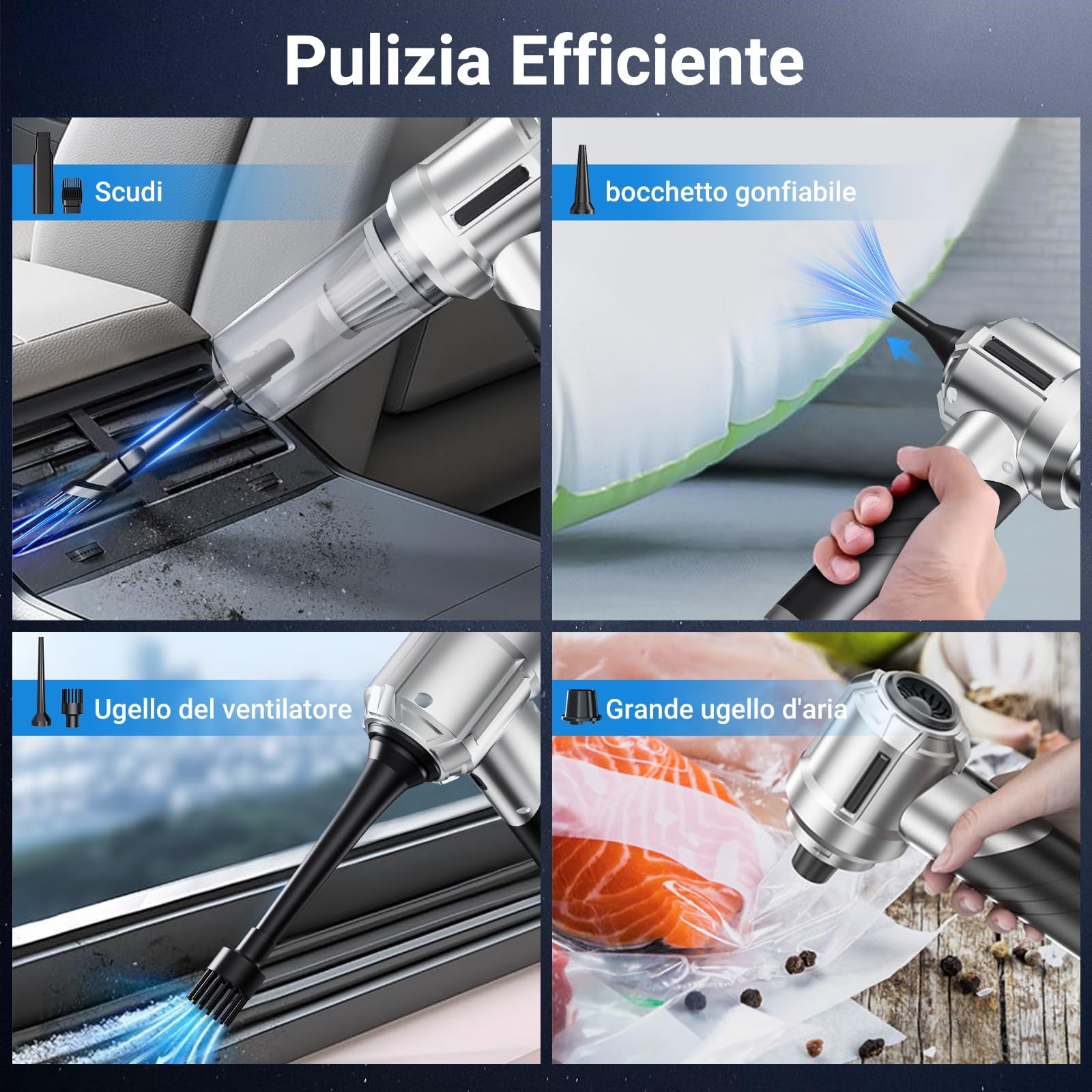 Aspirabriciole Senza Fili 18000Pa - Potente E Portatile Per Auto E Casa - Foto 5