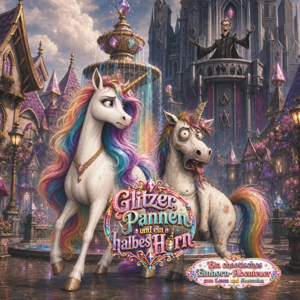 Glitzer, Pannen und ein halbes Horn: Ein chaotisches Einhorn-Abenteuer zum Lesen und Ausmalen